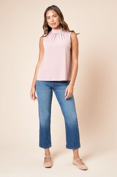 High Neck Tie Back Top - Image 1