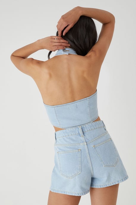 High Waist Denim Short - Image 3
