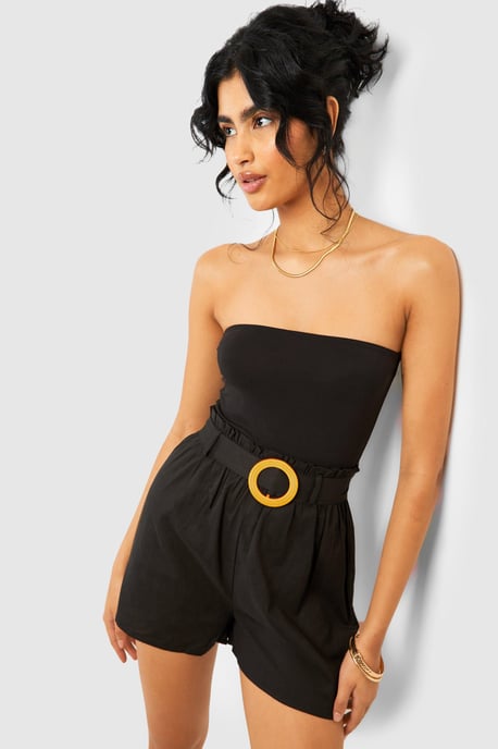 Tall Rattan Buckle Linen Look Tailored Shorts - Image 1