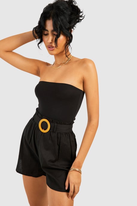 Tall Rattan Buckle Linen Look Tailored Shorts - Image 3