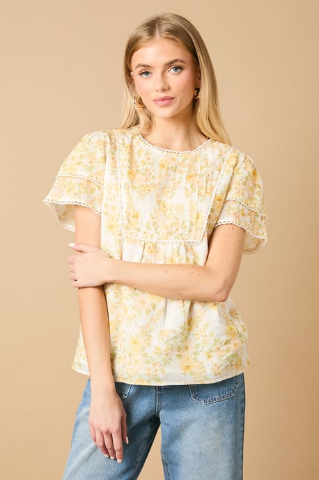 Frill Shoulder Crew Neck Blouse - Image 2
