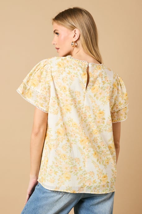 Frill Shoulder Crew Neck Blouse - Image 4