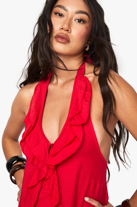 Woven Crinkle Ruffle Button Top - Image 4