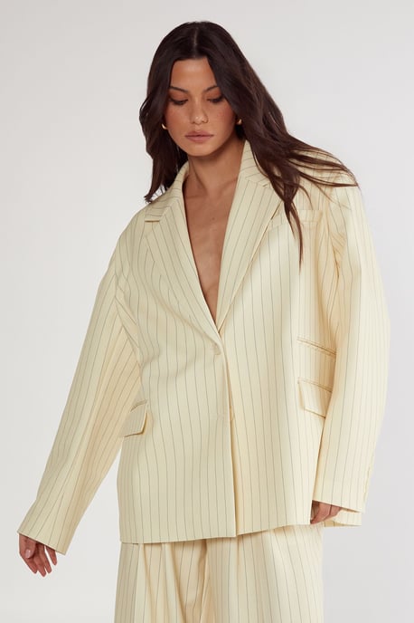 Butter Pinstripe Tailored Blazer - Image 1