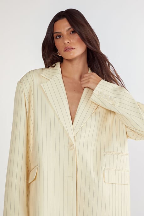 Butter Pinstripe Tailored Blazer - Image 2