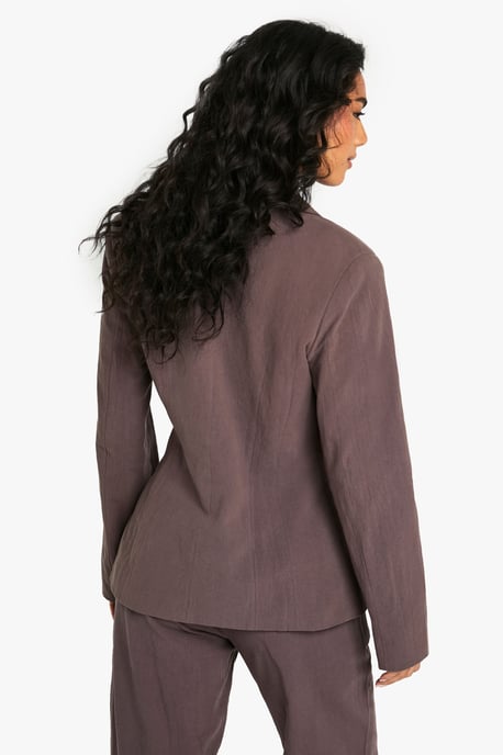 Linen Fitted Wrap Front Blazer - Image 2