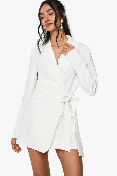 Wrap Drape Front Tailored Blazer Dress - Image 3
