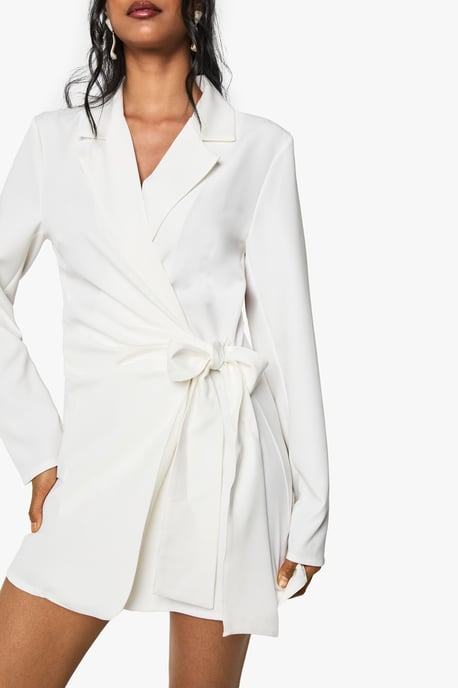 Wrap Drape Front Tailored Blazer Dress - Image 4