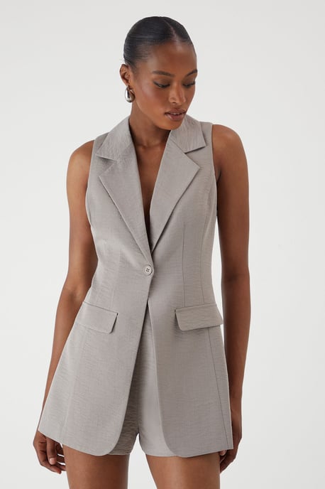 Linen Look Tailored Blazer Playsuit - Image 1
