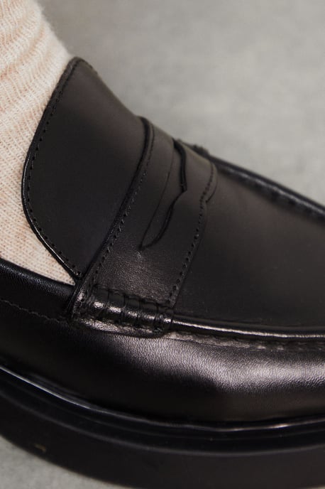 Faith: Barrie Leather Chunky Penny Loafers - Image 4
