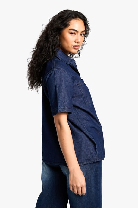 Chambray Denim Short Sleeve Shirt - Image 2