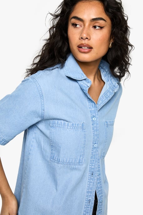 Chambray Denim Short Sleeve Shirt - Image 4