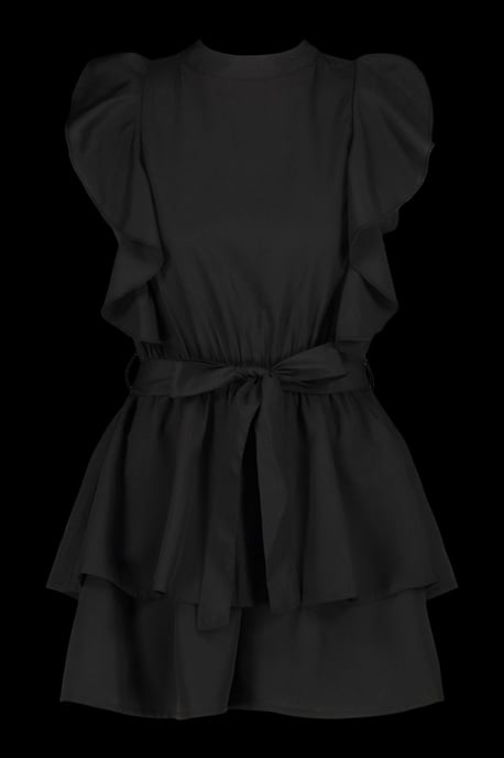 High Neck Frill Detail Belted Playsuit - Image 5