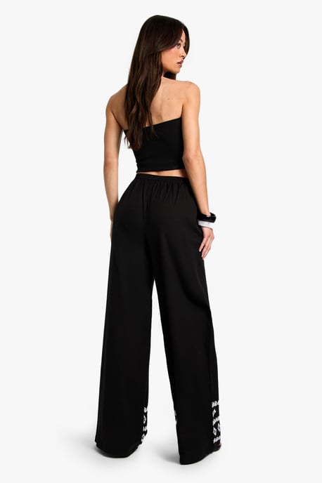 Tall Wide Leg Broderie Hem Trouser - Image 2