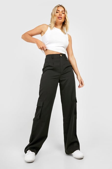 High Waisted Tailored Cargo Trousers - Image 3