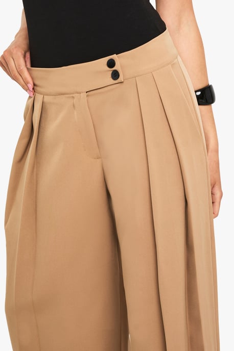 Woven Pleated Wide Leg Trousers - Image 4