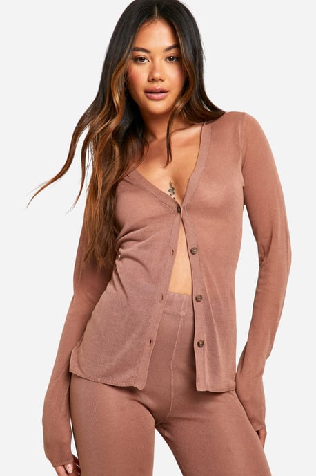 Sheer Fine Knitted Shirt And Flared Trouser Set - Image 4
