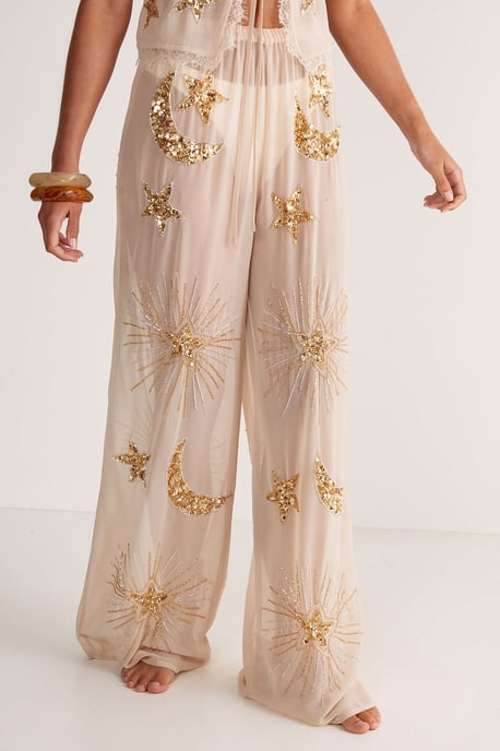 Embellished Moon & Star Wide Leg Beach Trouser - Image 2