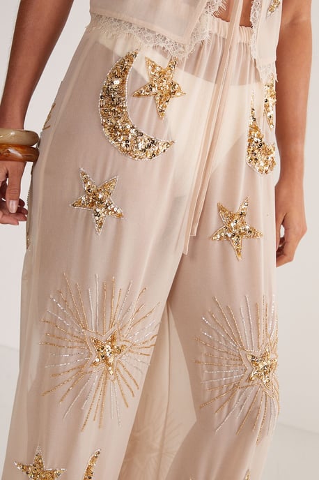 Embellished Moon & Star Wide Leg Beach Trouser - Image 3
