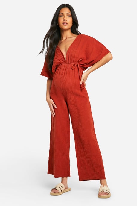 Maternity Rope Belted Wide Leg Jumpsuit - Image 3