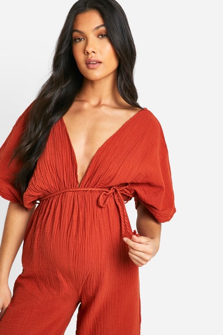 Maternity Rope Belted Wide Leg Jumpsuit - Image 4