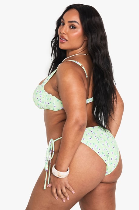 Plus Floral High Waisted Tie Side Bikini Brief - Image 2