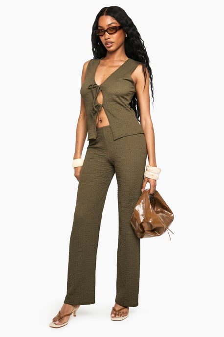Textured Wide Leg Trouser - Image 1