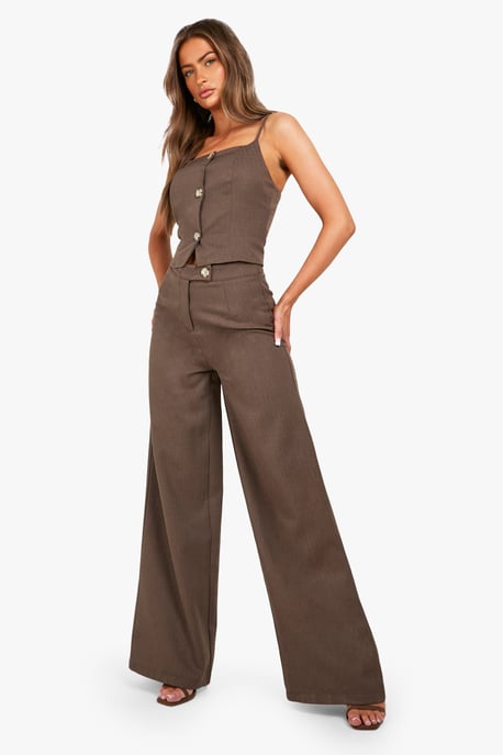 Textured Wide Leg Trousers - Image 1