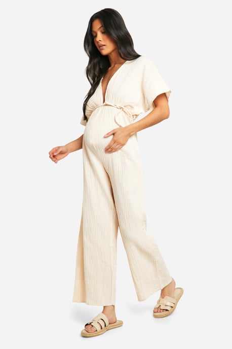 Maternity Rope Belted Wide Leg Jumpsuit - Image 3