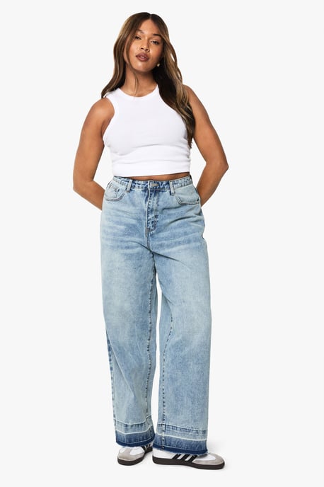 Plus Fray Hem Detail Straight Leg Jean - Image 1