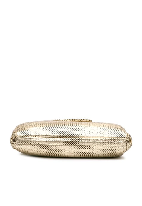 Perforated Crackled Metallic Leather Tote with Chain Link Straps - Image 3