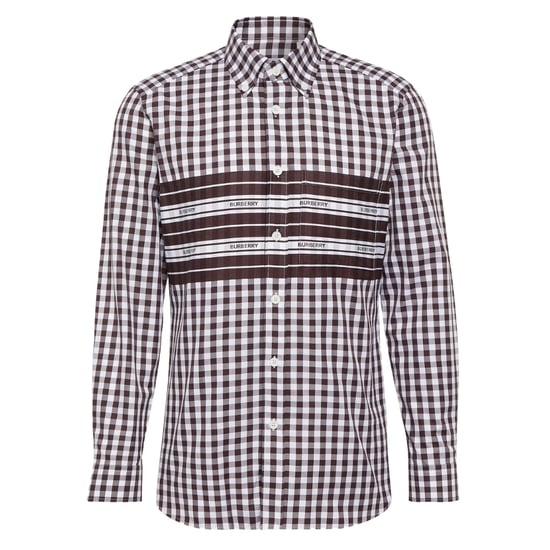 Burberry Katoenen Poplin Donker Bordeaux Geruit Overhemd - Image 1
