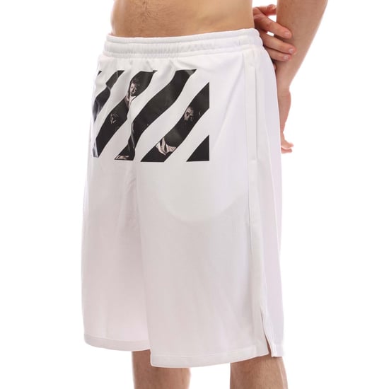 Men's Off White Caravaggio Mesh Shorts in White Black - Image 2