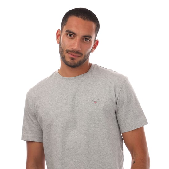 Men's Gant Embroidered Original Shield T-Shirt in Grey - Image 2