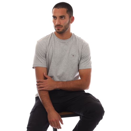 Men's Gant Embroidered Original Shield T-Shirt in Grey - Image 4