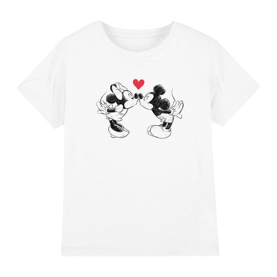 Disney Kinderen/Kinderen Mickey & Minnie Mouse Kiss Sketch Valentijnsdag T-Shirt (Wit) - Image 1