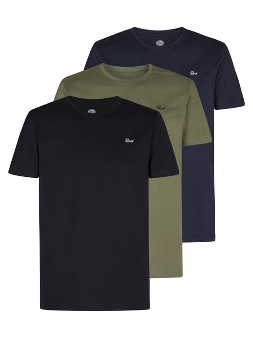 Petrol Industries - 3-pack T-shirts Heren - Zwart/Legergroen/Marineblauw - Image 1