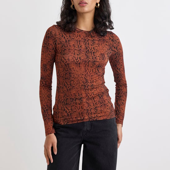 Dames Nobodys Child Spencer Dierenprint Langemouwen Top in Kastanje - Image 2
