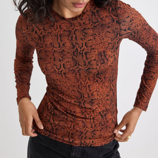 Dames Nobodys Child Spencer Dierenprint Langemouwen Top in Kastanje - Image 4