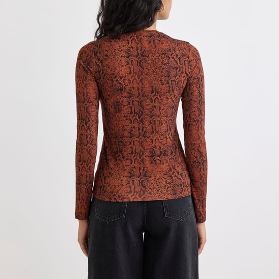 Dames Nobodys Child Spencer Dierenprint Langemouwen Top in Kastanje - Image 5