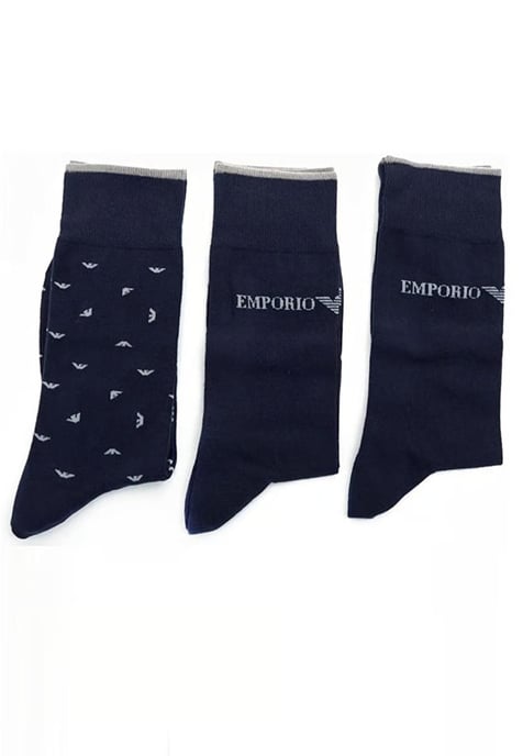 Emporio Armani Mens Navy 3 Pack Socks - Image 1