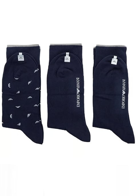 Emporio Armani Mens Navy 3 Pack Socks - Image 2