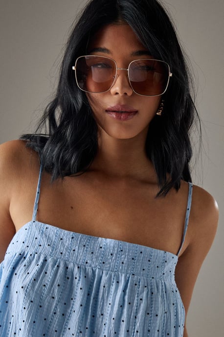 Spot Organza Strappy Bubble Hem Mini Dress - Image 5