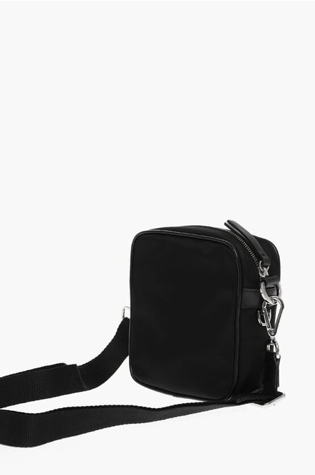 Nylon BEARBRICK Crossbody Bag with Leather Trims in Black - Image 2