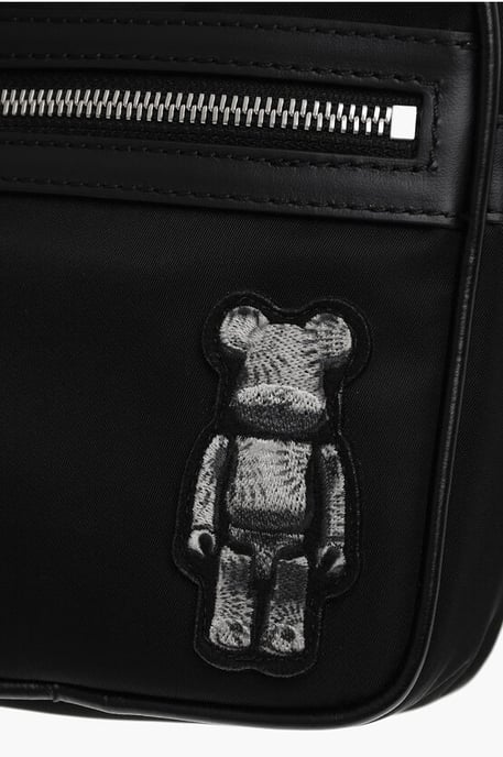 Nylon BEARBRICK Crossbody Bag with Leather Trims in Black - Image 4
