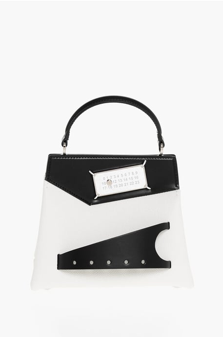 Two-Tone Leather SNATCHED Crossbody Bag in Black & White - Image 1
