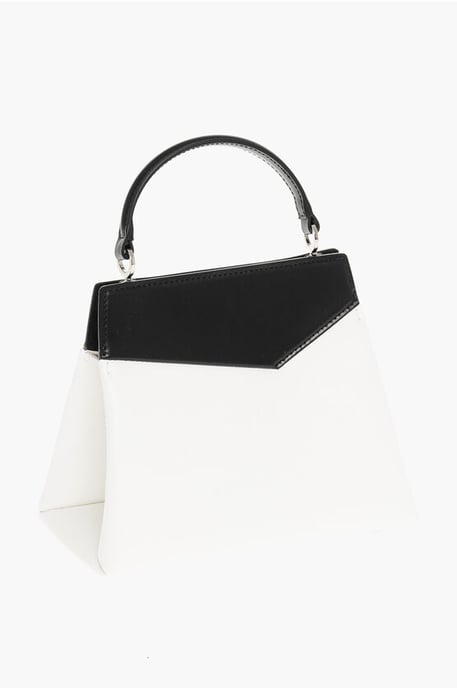 Two-Tone Leather SNATCHED Crossbody Bag in Black & White - Image 2