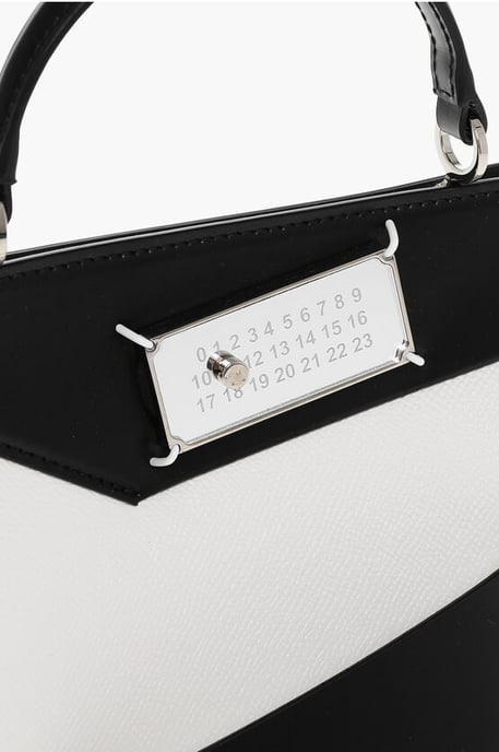 Two-Tone Leather SNATCHED Crossbody Bag in Black & White - Image 3