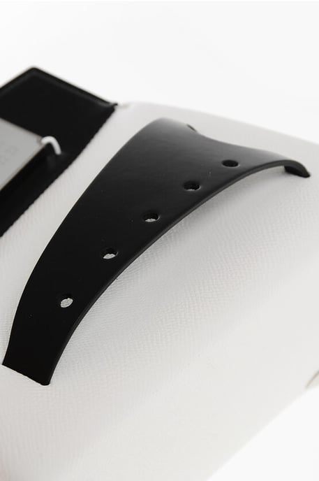 Two-Tone Leather SNATCHED Crossbody Bag in Black & White - Image 4