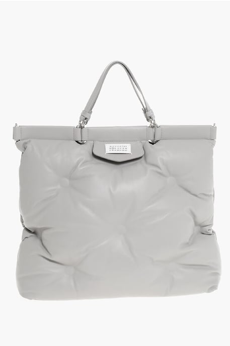 MM11 Quilted Leather GLAM SLAM Tote Bag in Gray - Image 1